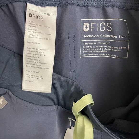 Womens Figs Scrub Pants Joggers Small Tall Blue/Gray Technical Collection Zamora - Picture 3 of 4